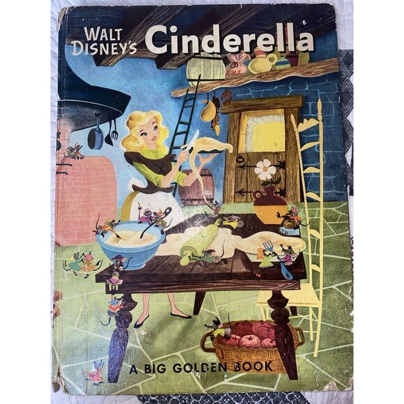 1950 1st Edition, Walt Disney Library/Cinderella Big Golden Book, Hardcover VNTG - Picture 1 of 5
